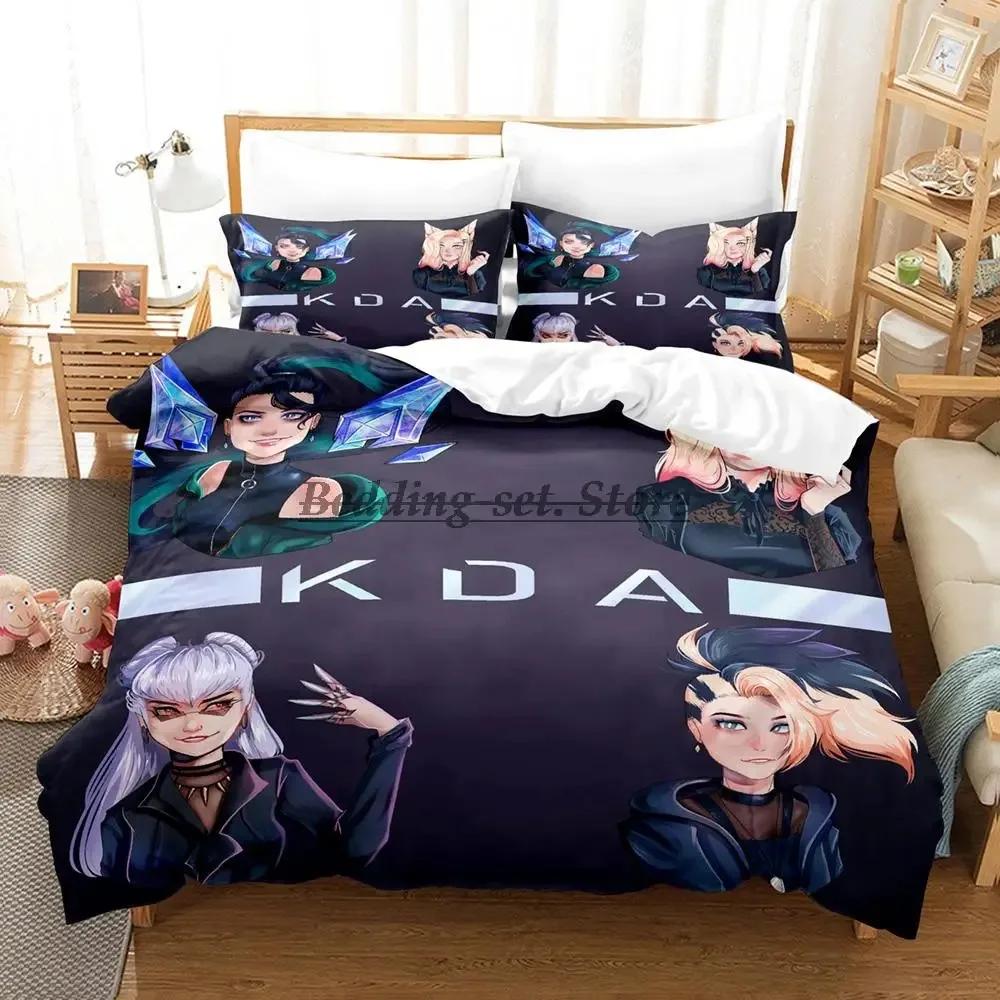 Kda The Baddest Bettwäsche-Set Einzelbett Twin Full Queen King Size Bettset Aldult Kinderzimmer Bettbezug-Sets Anime Bettlaken-Set