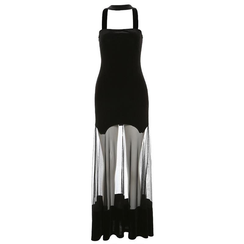 European and American Style 2026 Spring and Summer New Women's Clothing Fashionable and Sexy Neck Halter Mesh Dress