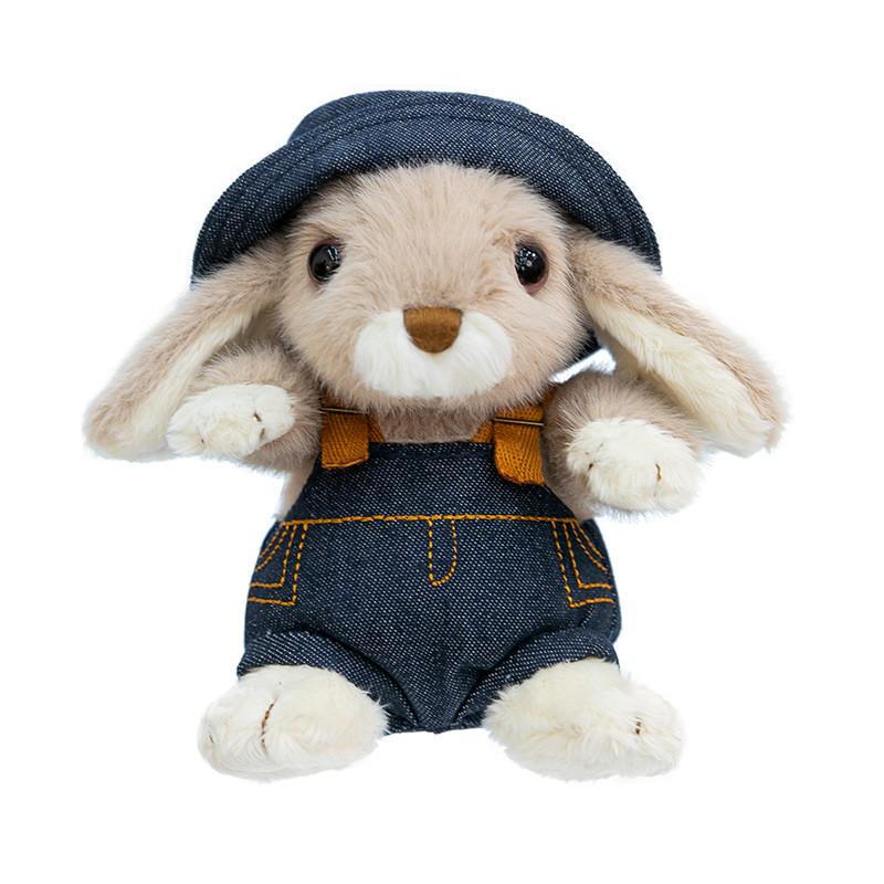Plush Rabbit Toy For Kids Sleep Time With Denim Jeans And Tang Suit Costume