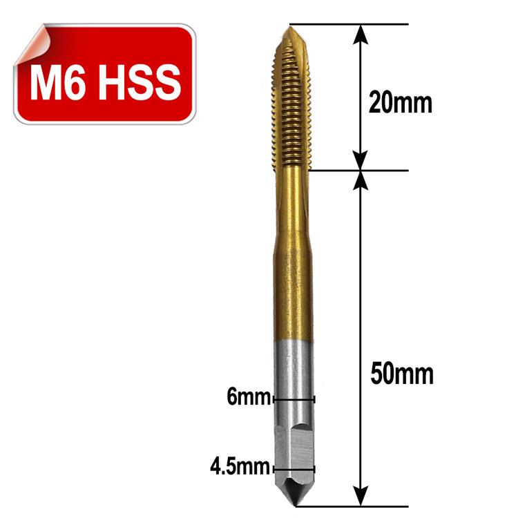 Titanium-Plated Straight Flute Tap Set M3-M8 High-Speed Steel Threading for Internal Threads