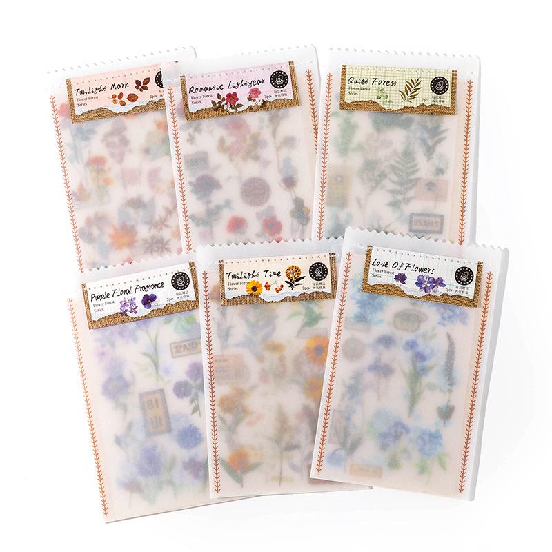 Momo PVC Heat Transfer Stickers - Flower Forest Series for Journal Decoration