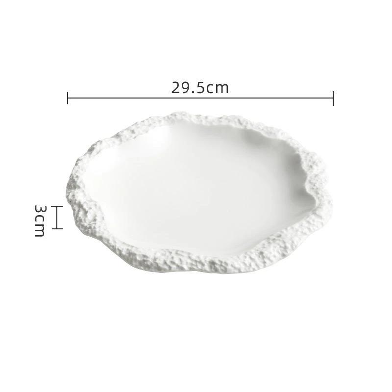 Rock Pattern Tableware Ceramic Plate White Porcelain Plates for Hotel Use