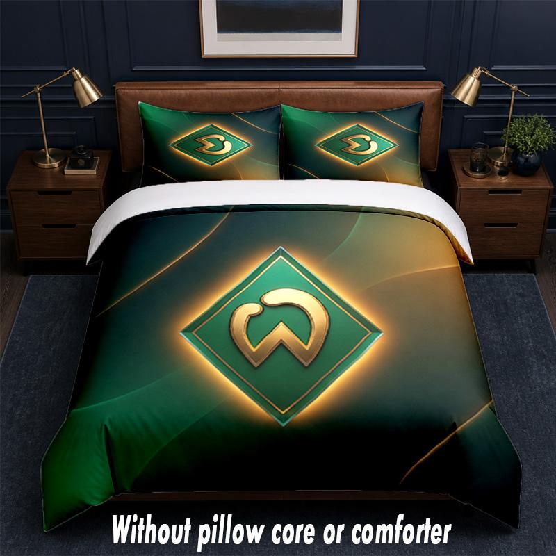 Werder Bremen Football Design Bed Bedding Set 1 Duvet Cover + 2 Pillowcases Soft Breathable Household Bed Linens