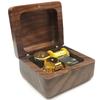 Mini Wooden Music 18 Note Wind Up Music Box Happy Box, (Walnut, Song Birthday)