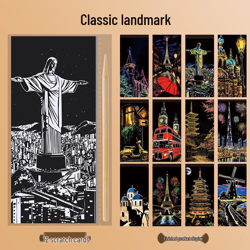 Färgglada DIY Skrapkonst Sticky Notes för Barn - Kreativa Stresslindrande Bokmärken