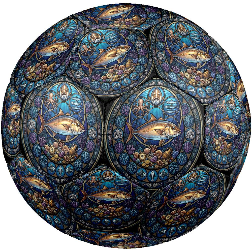 Ocean Life Glass Round Football Size 5 Adult Ball Suitable for Training Matches and Outdoor Team.