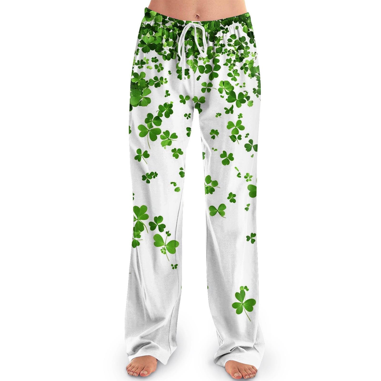 

Женские пижамные штаны, одежда для сна, повседневные брюки с эластичной резинкой на талии, удобные прямые свободные брюки для йоги. День Патрика M