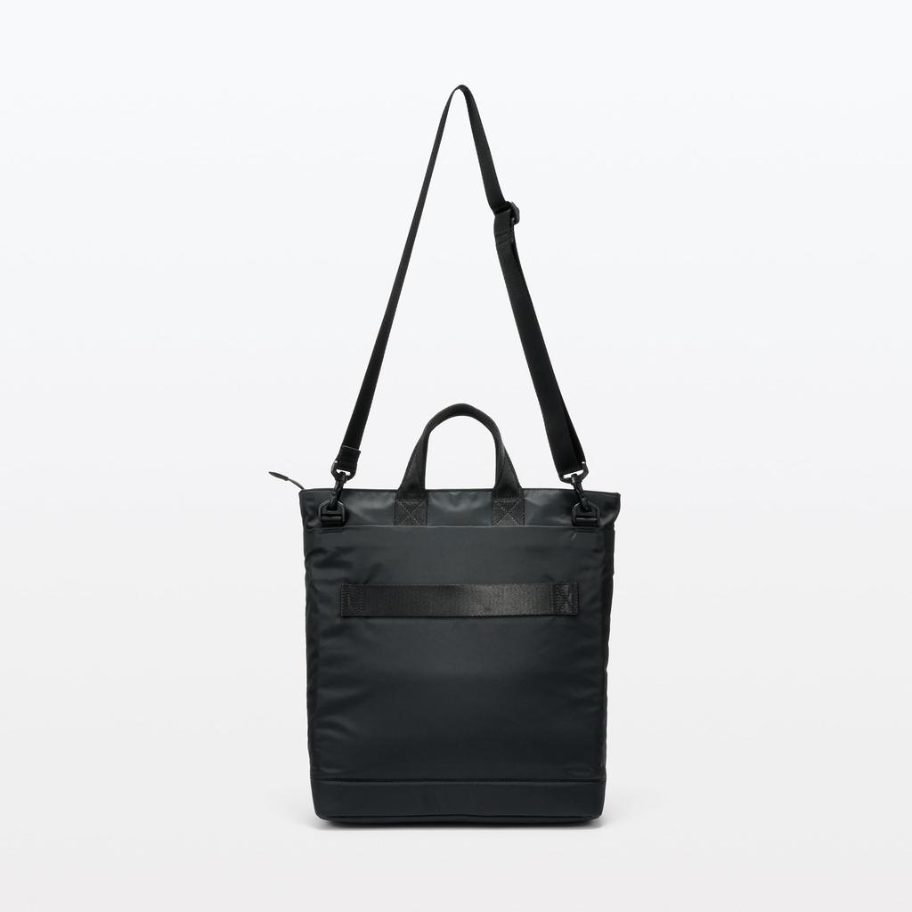 MUJI Water-Repellent Nylon 2-Way Tote Bag, Unisex, Adult, EGB63A5S, Black