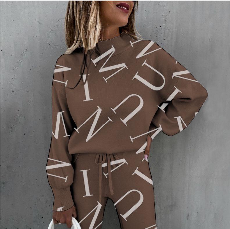 Autumn/Winter 2022 Women's Tie-dye High Neck Long Sleeve Fashion Casual Set