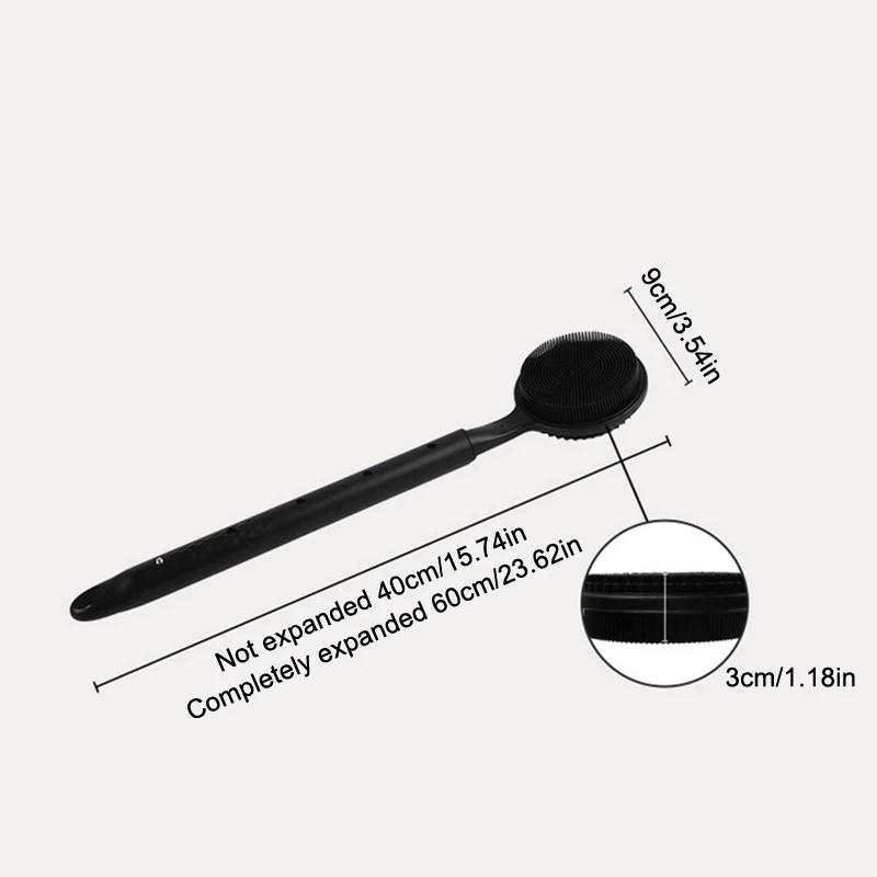 Adjustable Long Handle Double Sided Shower Brush Silicone Back Scrubber For Shower Bath Body Brush With Telescopic
