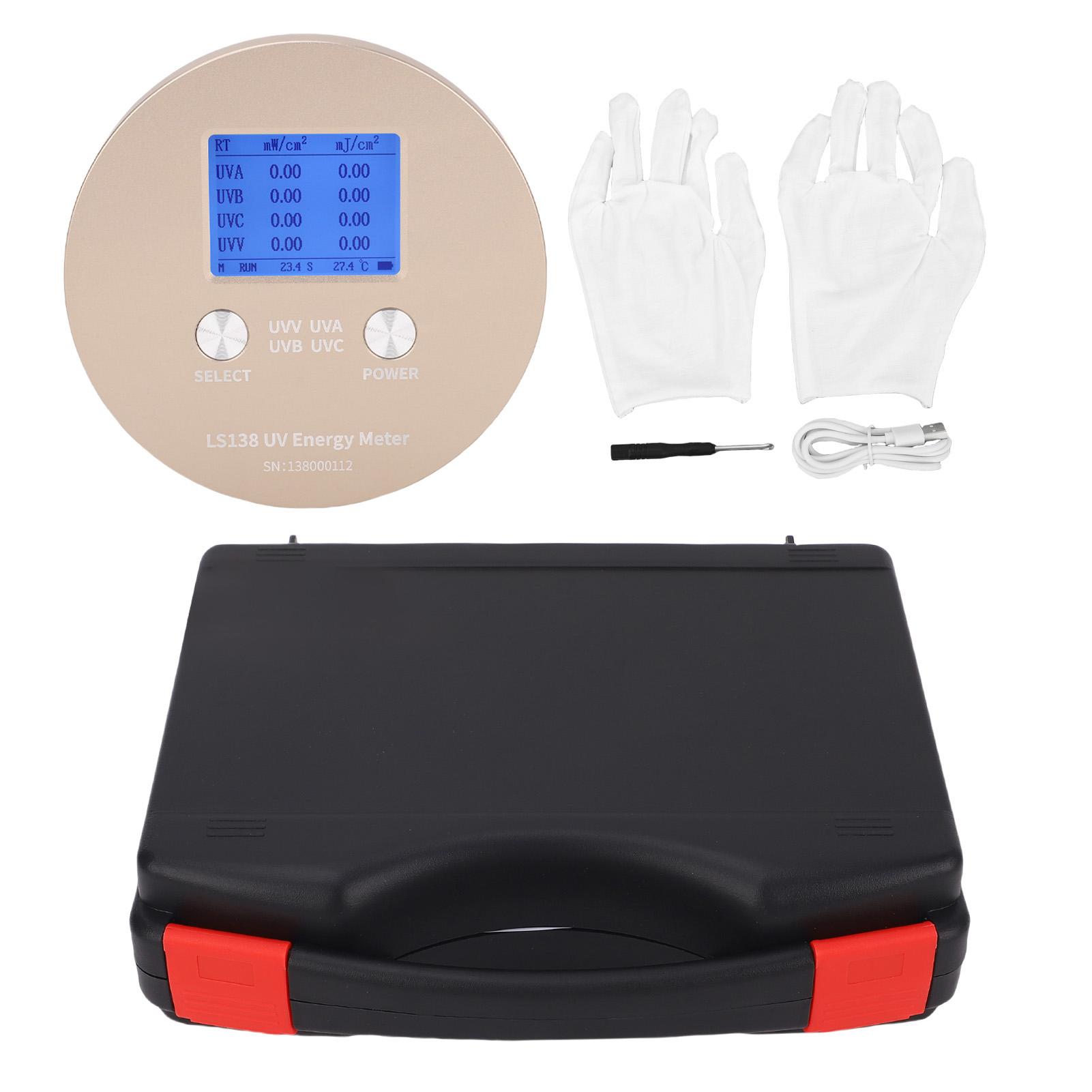 

Ultra Violet Energy Meter UVA UVB UVC UVV 100℃ Heat Resist 230 To 445nm LCD Display Ultra Violet Pow