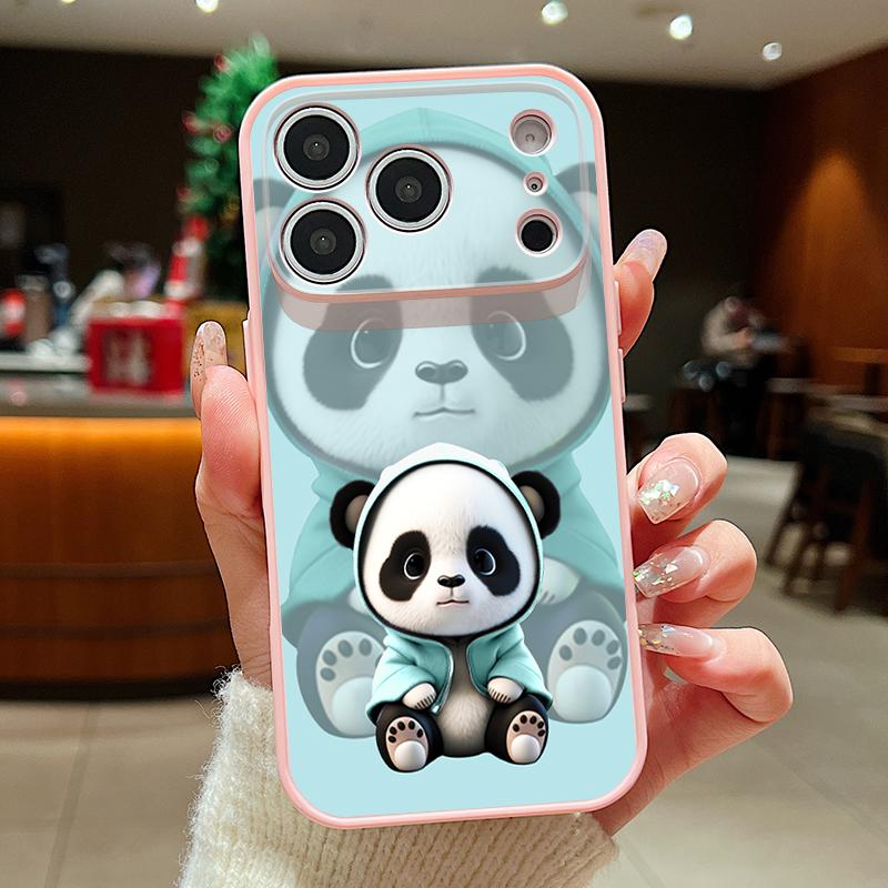 Blue Coat Panda Pattern Case For iPhone 17 Pro Max Magnetic For Magsafe Skin Feeling Cover For iPhone 16 15 14 13 Pro Max
