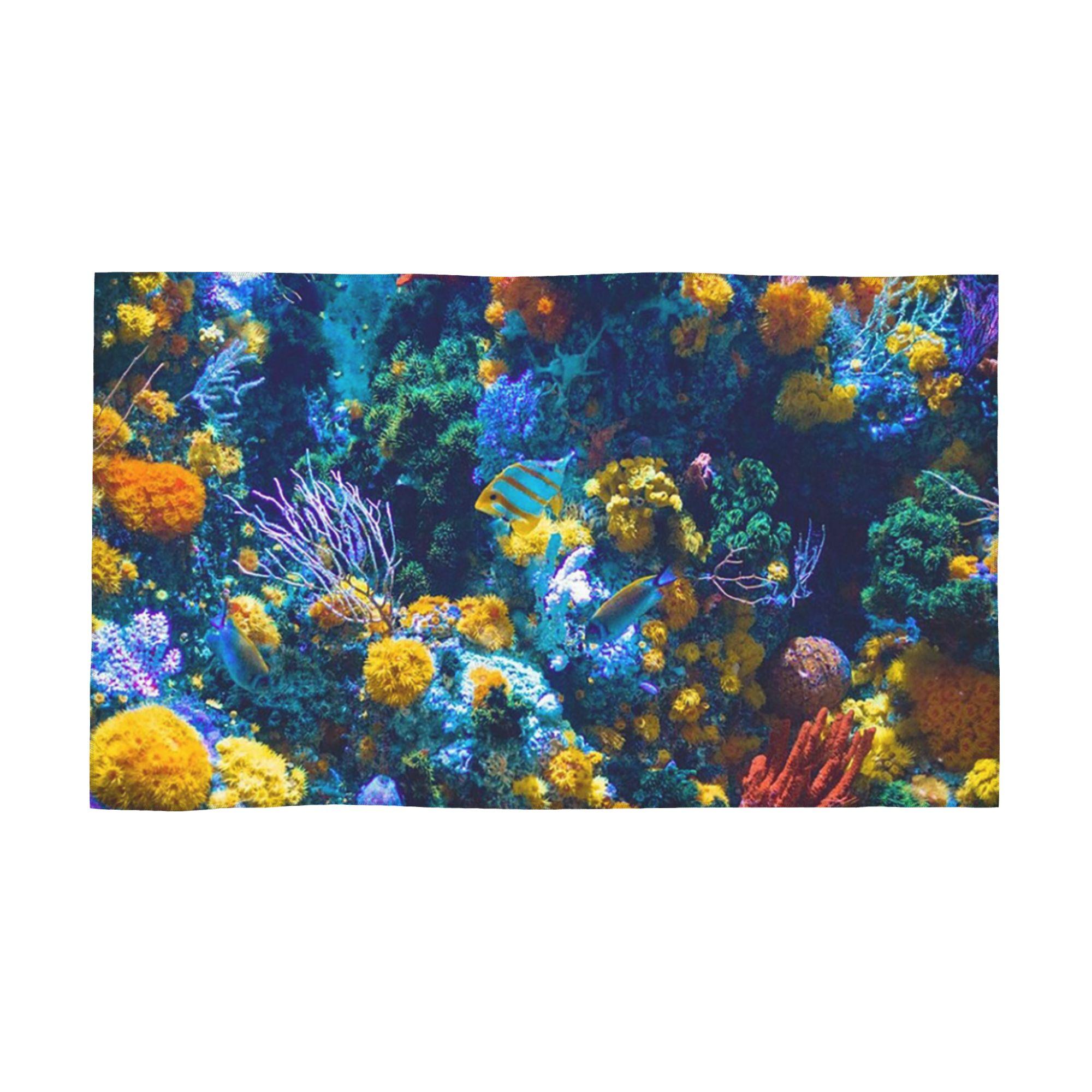 

Colorful Australian Coral Reef with Tropical Fish Soft Face Towel Quick Dry Pool Bath Cotton Towels Absorbent W30*H60(CM)