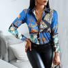 Blouses Woman Casual Office Print Shirts Autumn Fashion Button Long Sleeve White Shirt Elegant Patchwork Slim Tops Women