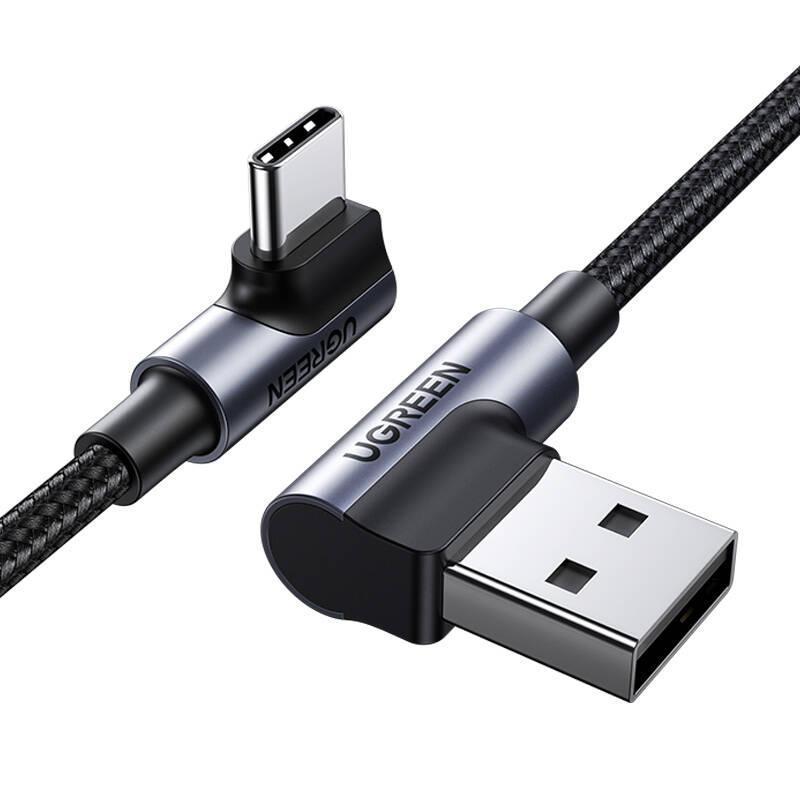 Kabel Usb Do Usb-C, Kątowy Ugreen Us176, 3A, 1M (Czarny)