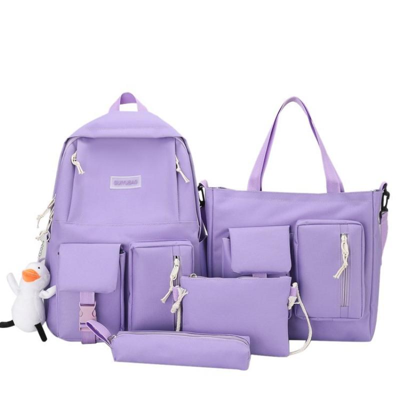 4pcs Oxford Cloth Backpack for Elementary School Students with Multiple Pockets LargeCapacity Backpack for Girls Casual Travel Four Piece Backpack Set