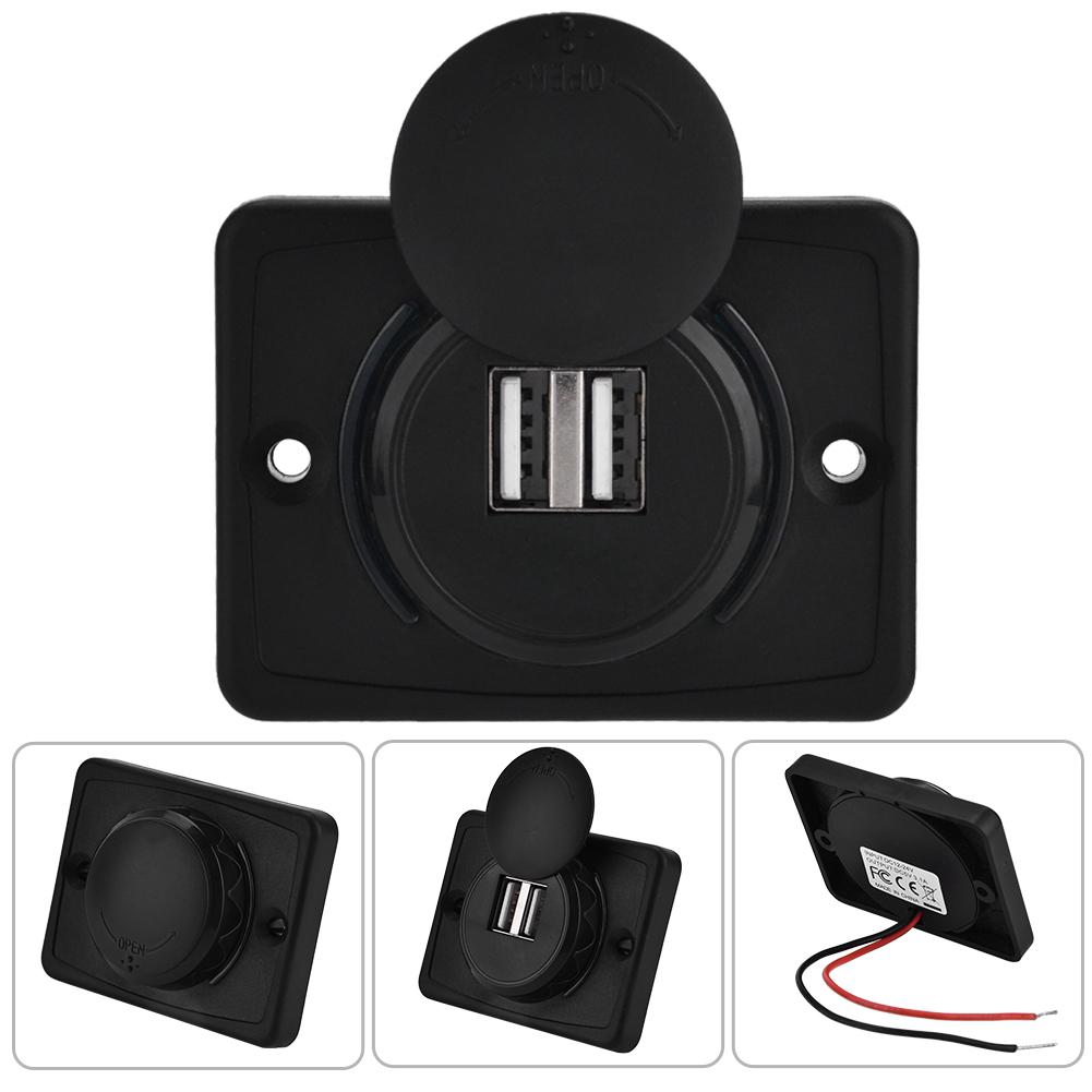 3,1A USB 3,1A Auto Dual Schwarz ABS USB-Port Steckdose Steckdose 12V LED Wasserdicht USB-Buchse Auto-USB