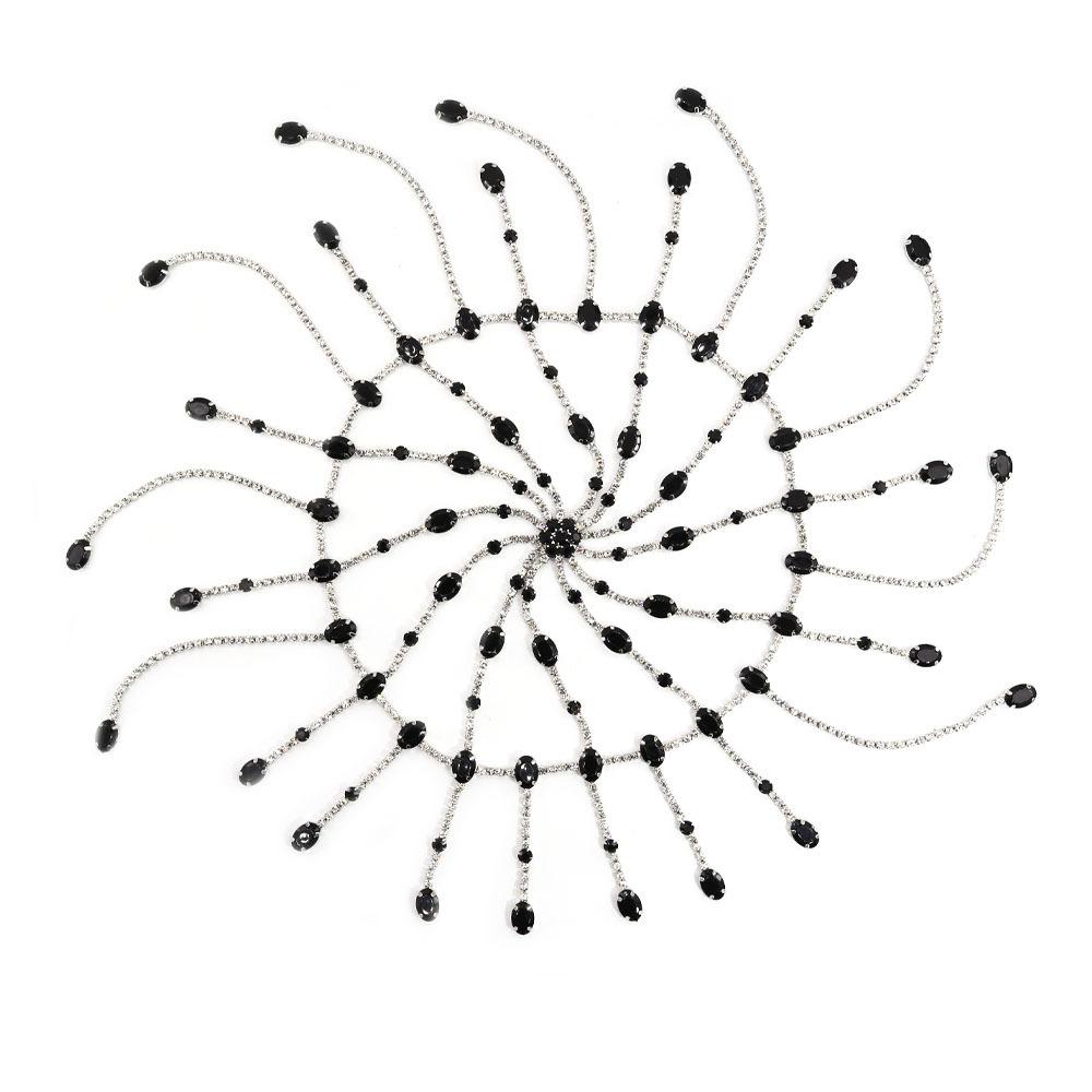 

Personalized Fashion Super Flash Full Diamond Geometric Headdress Chain, European And American Bride Wedding Accessories Temperament Rhinestone Hair C чорний