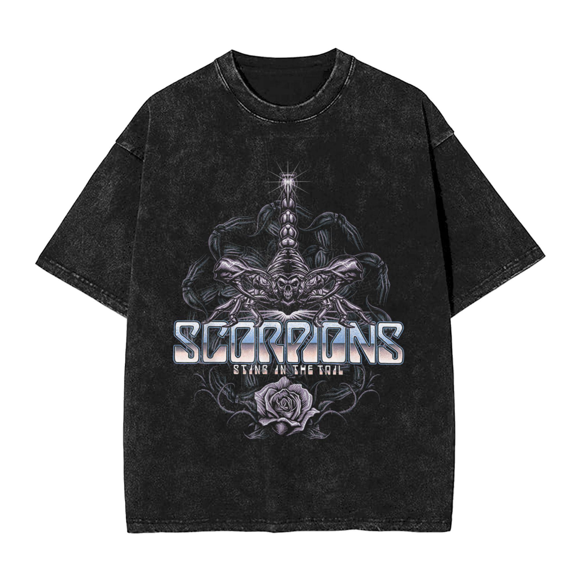 

Scorpions Rock Band Rose Vintage T-Shirt for Men Crazy Cotton Tees Crew Neck Short Sleeve T Shirt Printed Clothes 3XL