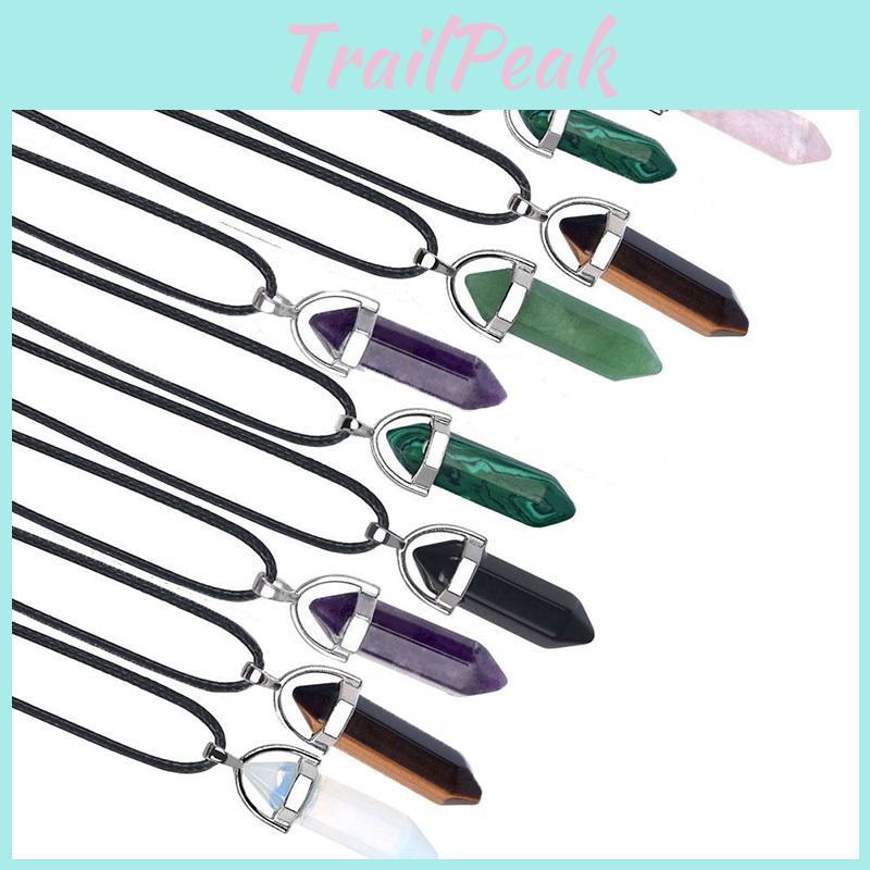 Unique Hexagonal Natural Crystal Necklace With Various Color Quartz For Healing
