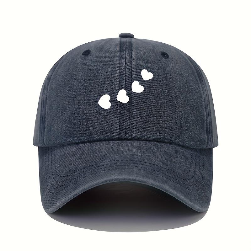 Baseball Cap with Heart-shaped Print Suitable for Women, Adjustable Sun Protection Cap, All Season Casual Sports Cap