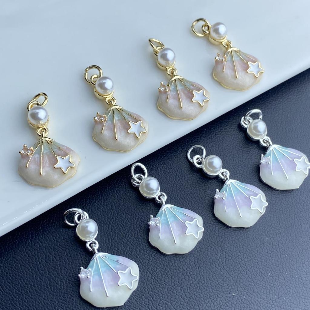 Handcrafted Ocean Blue Starfish Shell Earrings with Crystal Beading