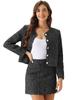 Allegra K Women's Elegant Two-Piece Tweed Blazer and Skirt Suit for Work, Black, Size M