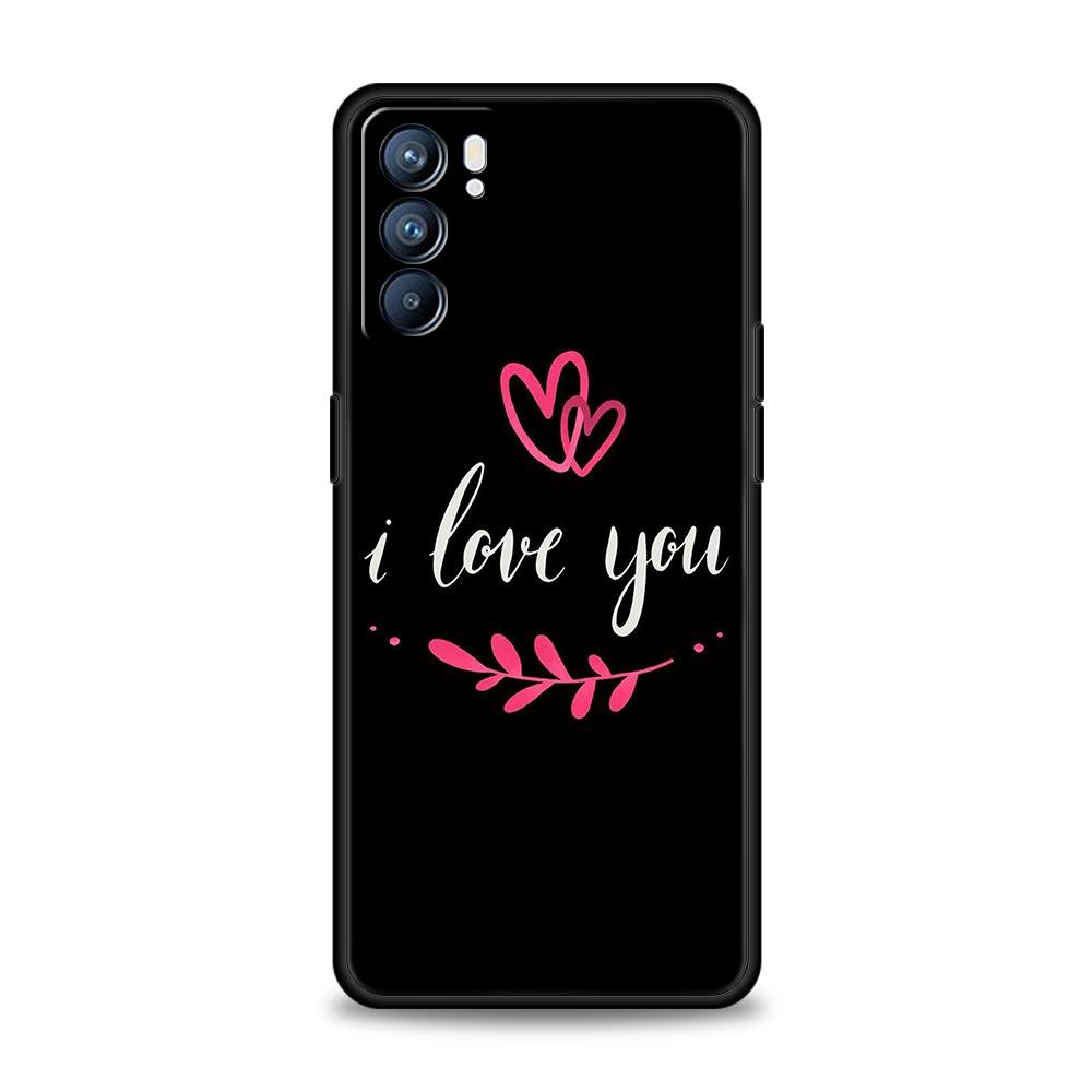 I Love you Pink Heart Phone Case For Oppo Reno8 Reno7 Reno6 Pro A54 5G Find X6 X5 A53 A52 A9 A15 A95 A17 A16 A74 A57 A31 Cover