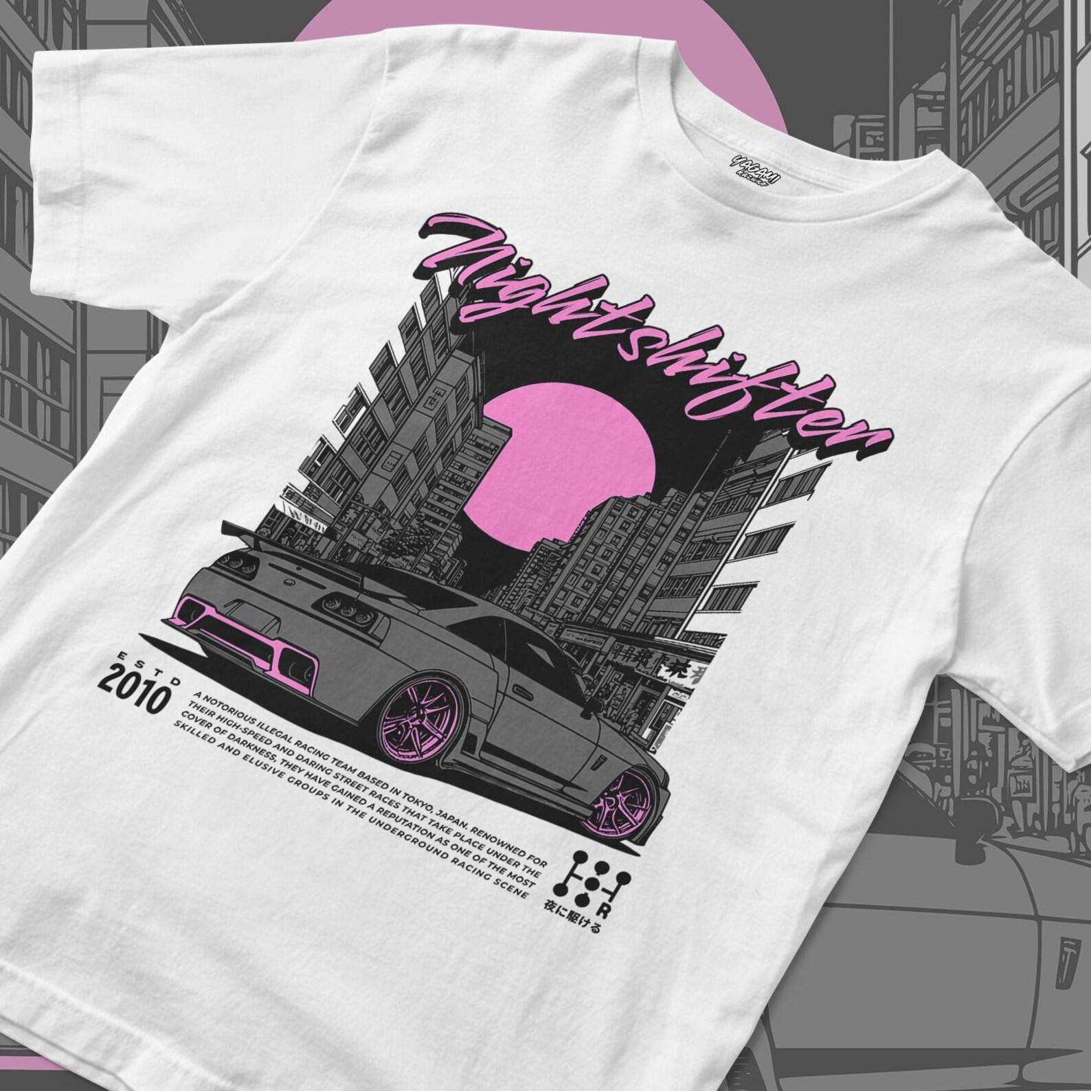 Nightshifter Tokyo Street Racing T-Shirt | Retro JDM Streetwear | Unisex Jersey Short Sleeve Tee XL