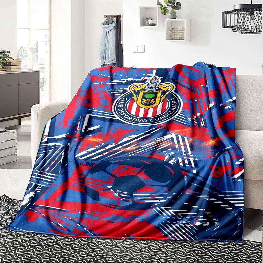 Chivas Guadalajara Logo Print Flannel Blanket High Quality Warm Comfortable Cover for All Seasons Perfect for Gifts Home Decor