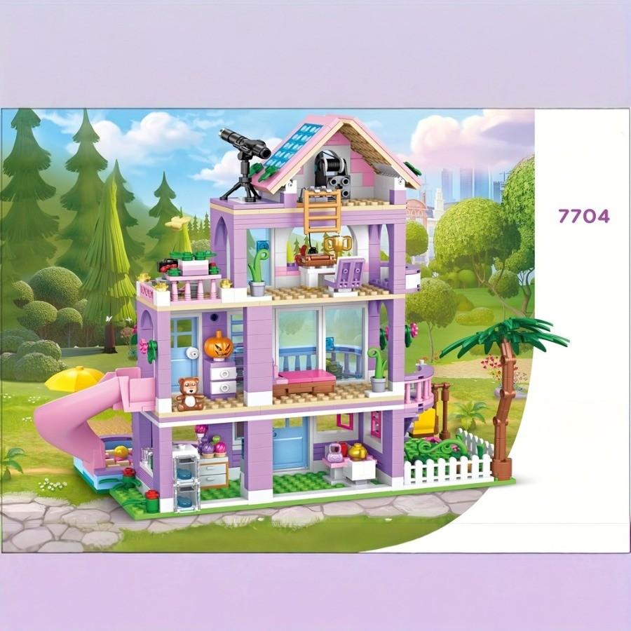 775 Pezzi Casa Città Vacanza Estiva Scivolo Piscina Villa Appartamento MOC Set di Blocchi da Costruzione Figura Giocattoli Fai da Te per Bambino Bambina Regalo di Natale