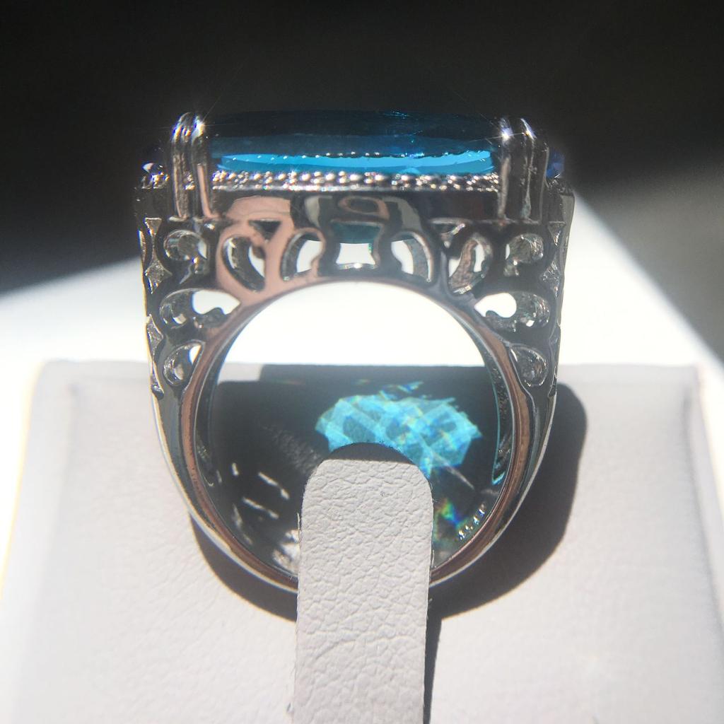Ladies Party Light Blue Large Gemstone Ring, Jewelry