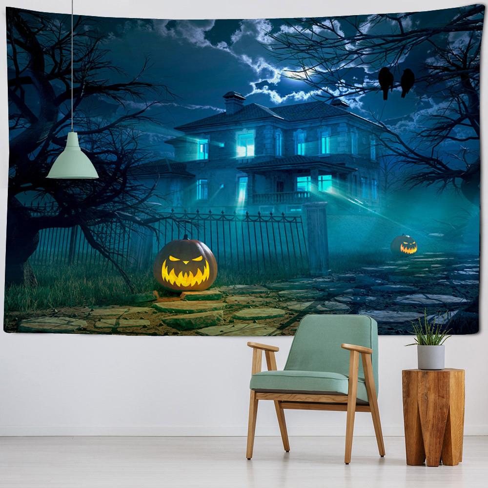 Skull Halloween Tapestry Children's Room, Home Decoration, Horror Wall, Party, Room Background, Castle, Pumpkin Lantern