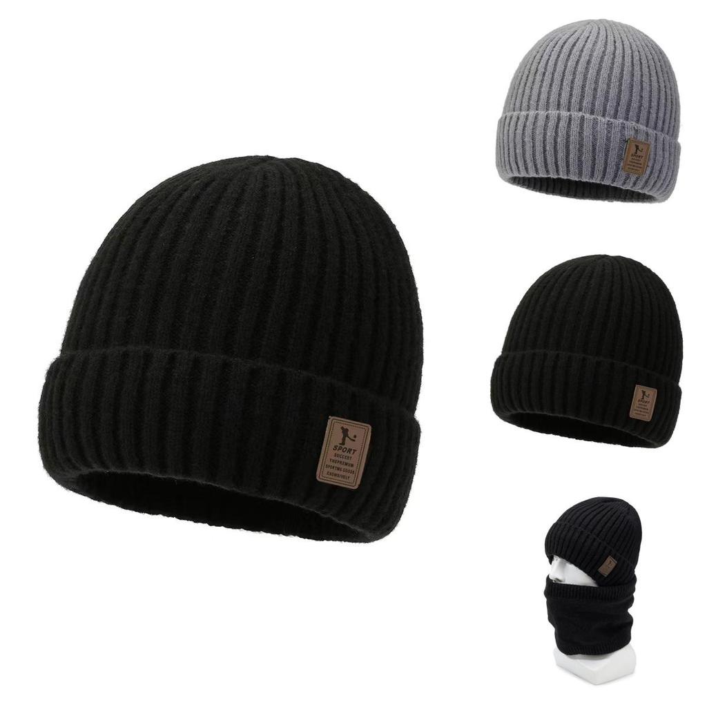 Gestrickte Wintermütze mit Buchstabenstickerei für Herren Kälteschutz