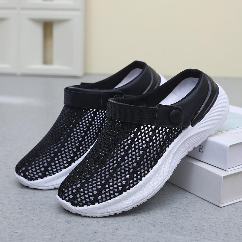 Summer women's breathable hollow mesh shoes one pedal lazy half drag hole shoes fashion casual beach women's sandals