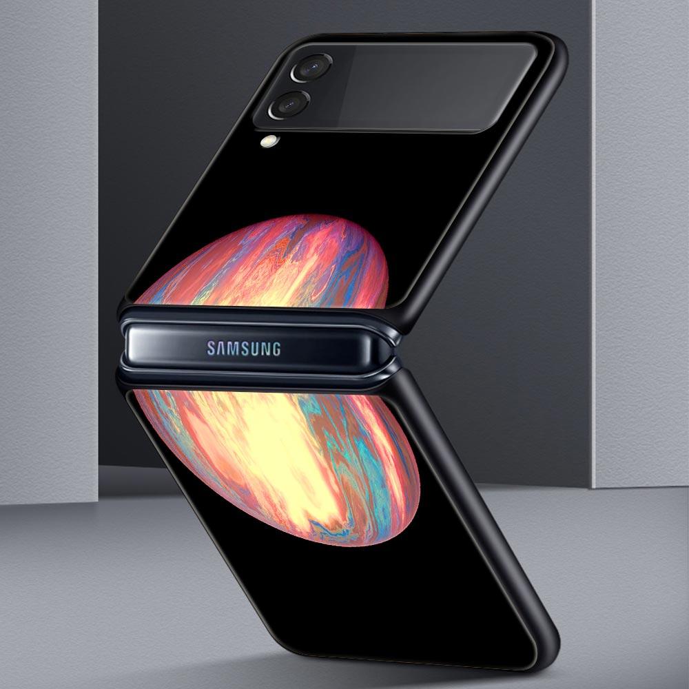 Husă pentru telefon Z Flip 4 pentru Samsung Galaxy Z Flip 3 5G ZFlip3 Flip3 zflip Flip4 Husă tare neagră pentru PC Estetică Space planet Shell