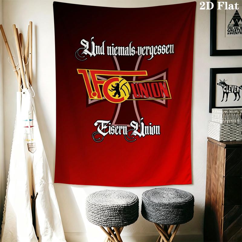 1 Fc Union Berlin Wall Tapestry Aesthetic Wall Hanging Printed Fabric Blanket Decorative Tapestries for Bedroom Living Room Home Decor