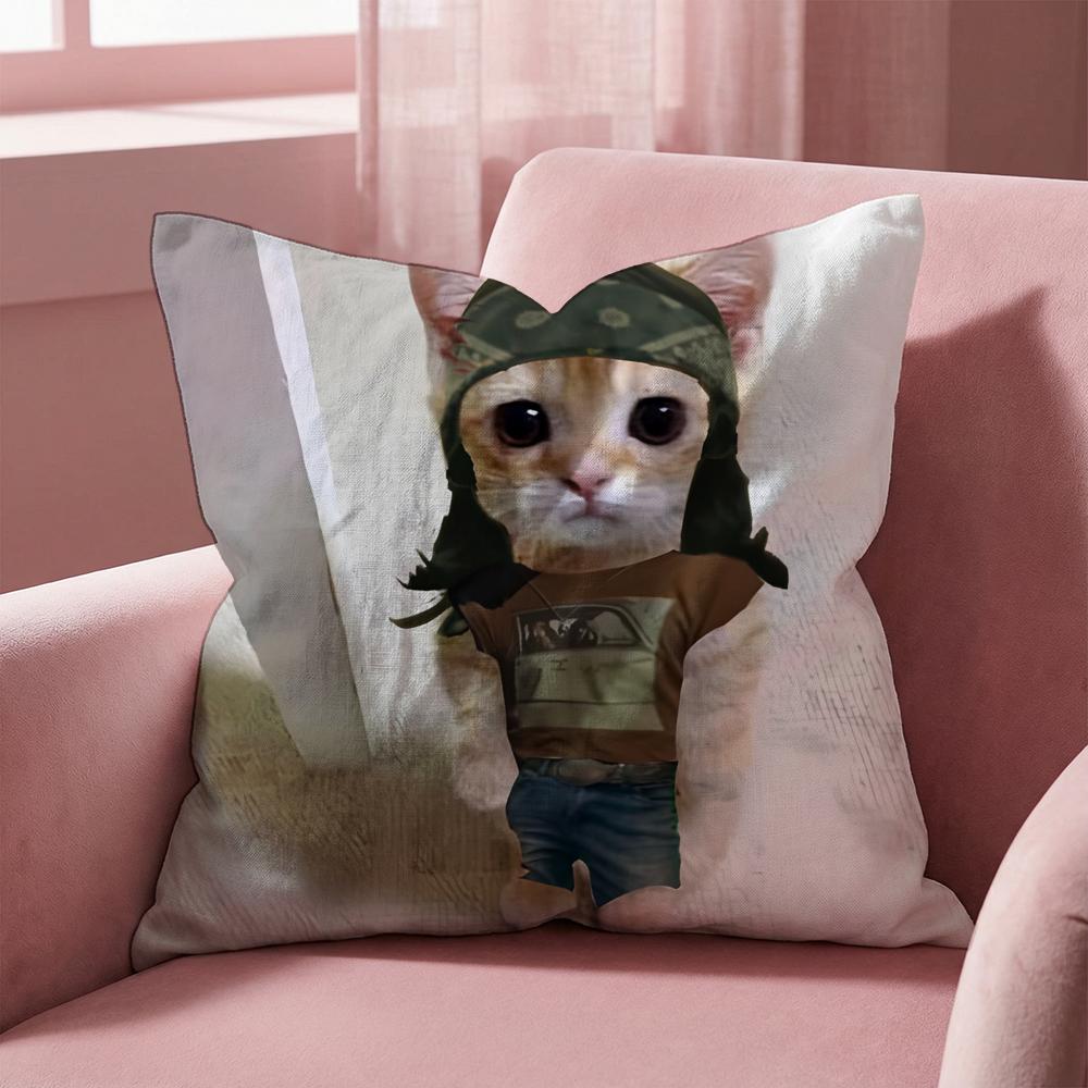 Leon K-Kennedy Cat Cushion Cover Multi-Scene Pillow Cover for Home & Car - Reversible, Soft & Durable for Daily Use