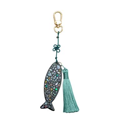 Fish Keychain Made with Traditional Knots and Mother-of-pearl - 1-person Set