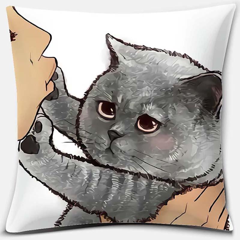 Funny Cute Cat Cushion Cover Cartoon Pets Pillows Cases Sofa Pillowcase Home Office Decoration