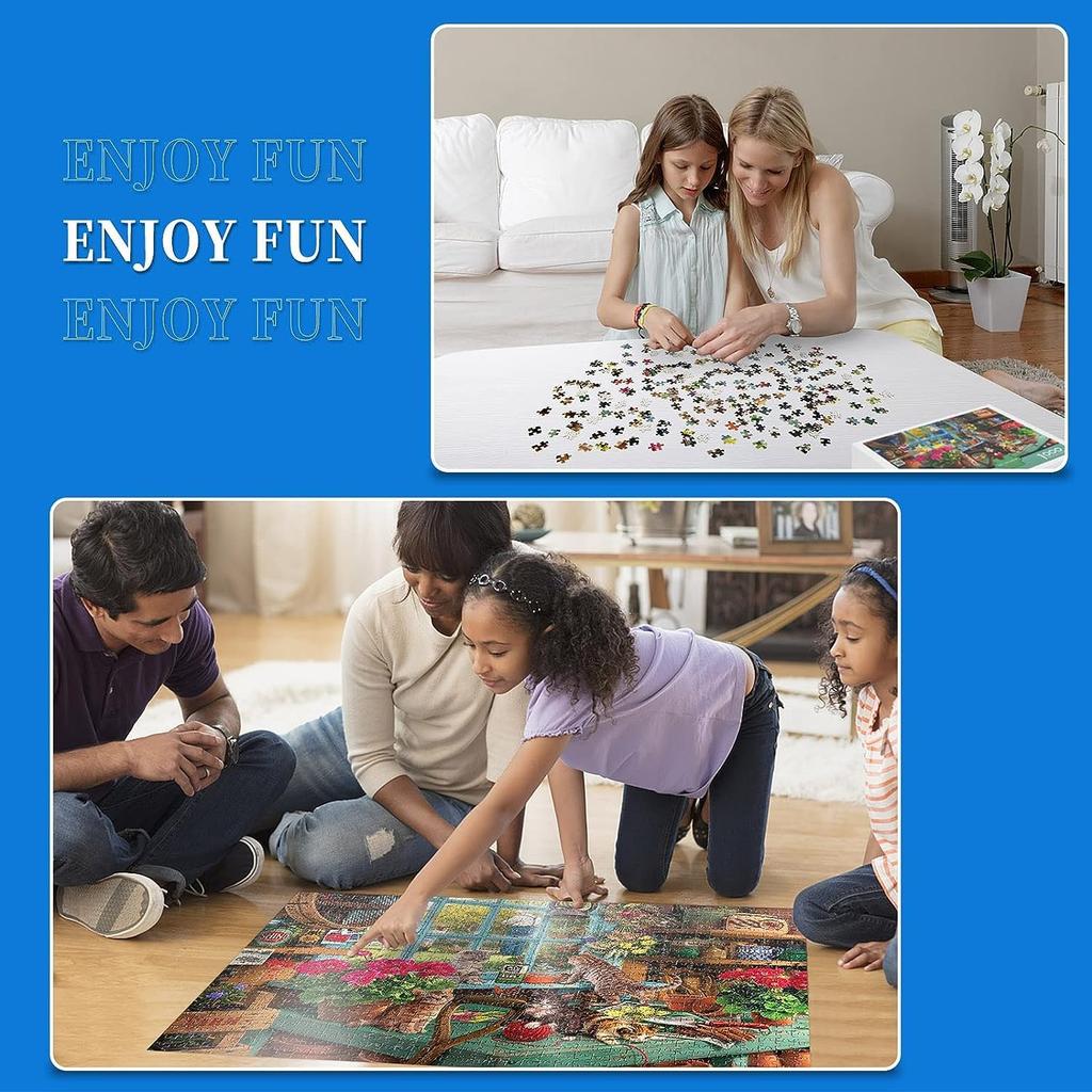 CHengQiSM 1000-piece jigsaw puzzle: Cats playing by the window. Stylish cat-themed puzzle for interior decoration (70 x 50 cm)