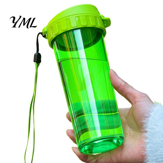 Cute Office Desktop Cup Transparent Water Cup, Portable Plastic Bottle, with Strap Reusable Handle, Clear Heat-resistant Drinkware, for School