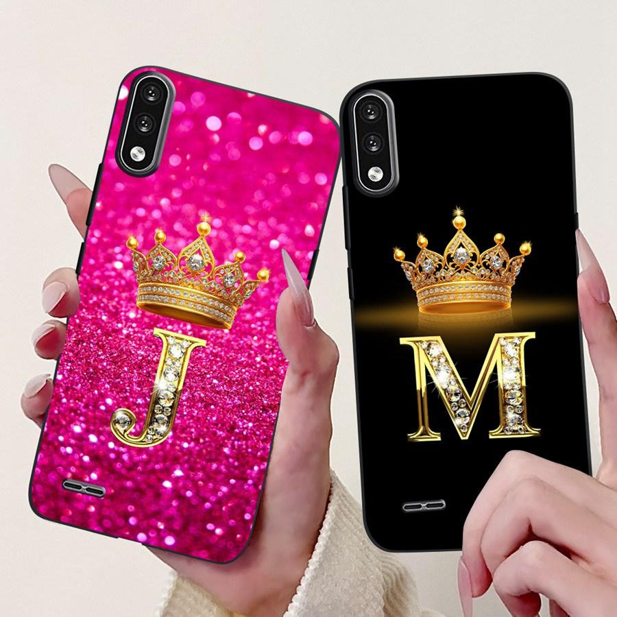 For LG K22 2020 Phone Case Crown Letter Painted Back Cover For LGK22 K 22 LM-K200 LM-K200B Soft TPU Black Silicone Coque Funda
