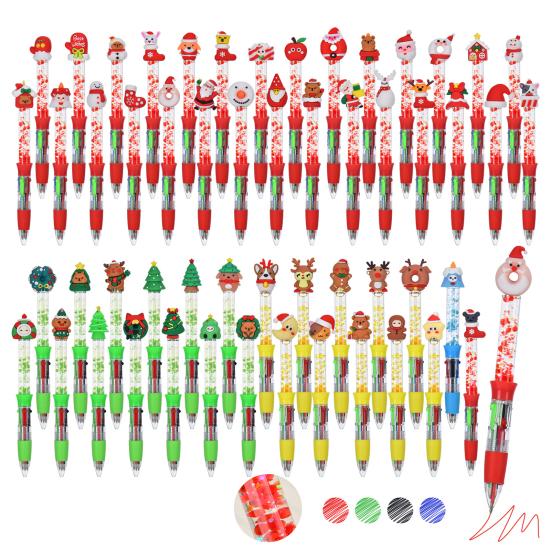 Christmas Theme Multicolored Pen 0.5MM Smooth Writing Retractable Ballpoint Pen for Student Artist Christmas Stocking Fillers Office Supplies