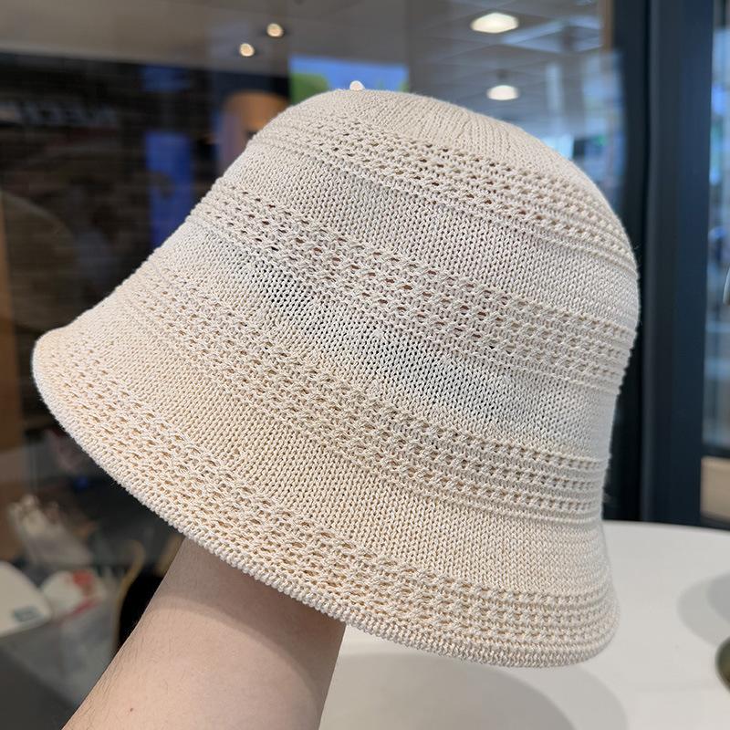 New fashion sunshade sunscreen fisherman hat children spring and summer knitted hollow breathable face small bucket hat