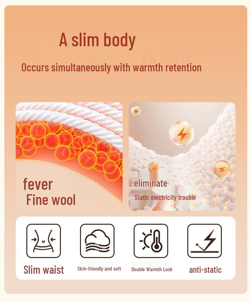 Women's Wool Silk Thermal Set: Warm Stand Collar Top & Trousers - Heat-Generating, Skin-Friendly Base Layer for Autumn/Winter.