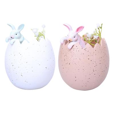 Cute Easters Bunnies and Eggshell Planter Funny Succulents Plant Flower Pots Indoor Bonsais Holder Container Decors