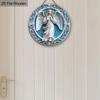 Holy Angel Wooden Sign - Beautiful Angel Round Artwork for Front Door Wall Home Hanging Decoration