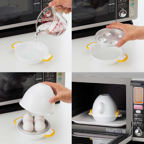 Wahei Freiz Akebono Sangyo Boiled Egg Container for 4 Approx. Width 18 X Depth 16.2 X Height 13.4 (cm) Made In Japan RE-279 Resin White