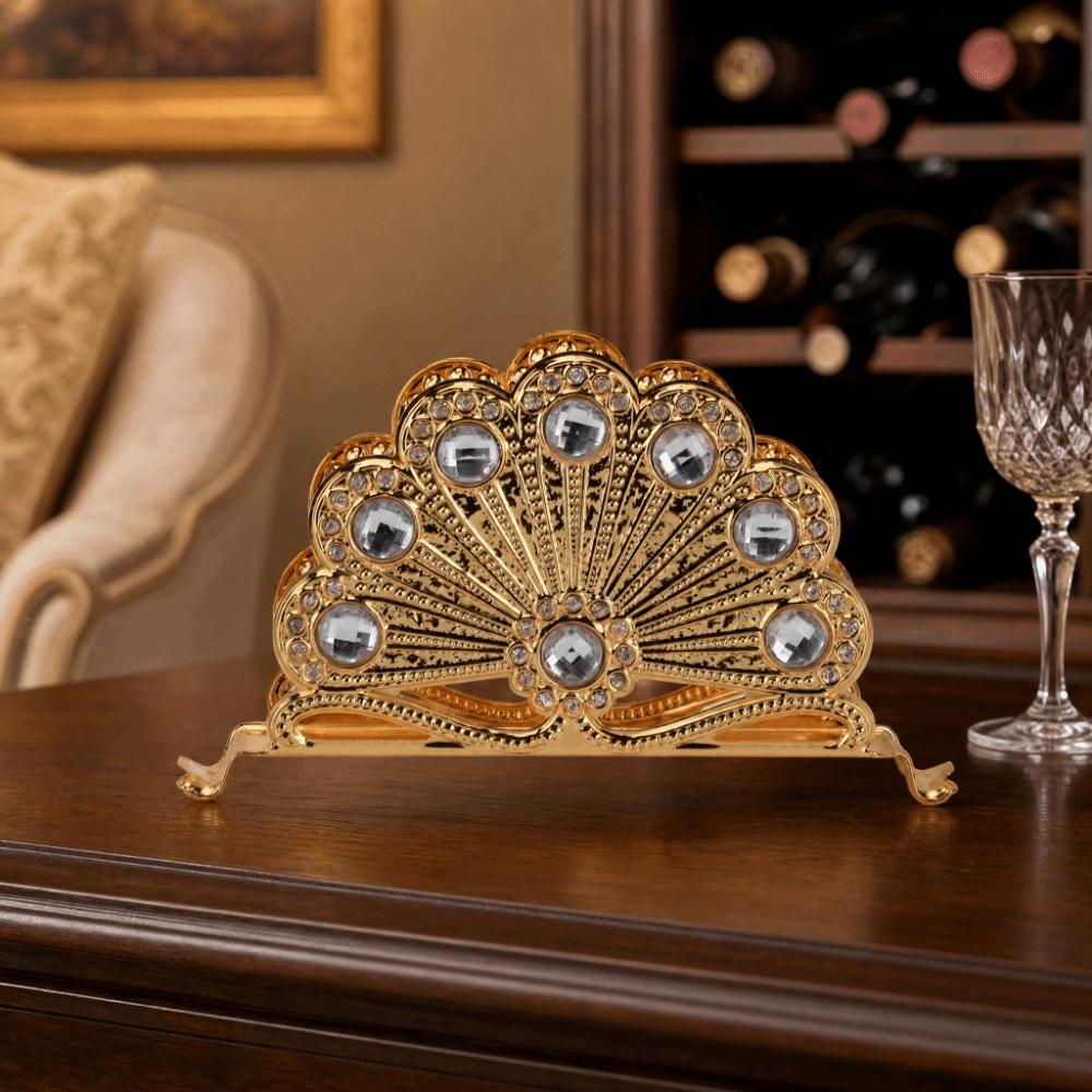Gold Table Napkin Organizer Hollow Out Napkin Dispenser Decorative Napkin Holder For Kitchen